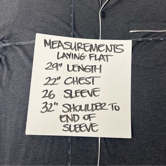 Eberjey Women’s Size Large Gisele Pajama Top Only Gray Long Sleeve Tuxedo Trim - Picture 6 of 7